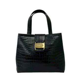 Ferragamo Black Leather Handbag Tote Bag (Pre-Owned)