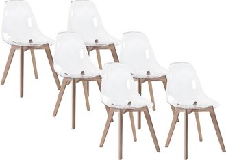 Vente-Unique Lote de 6 sillas LOVA - Policarbonato, piel sint&eacute;tica y haya - transparente