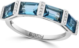 Effy 14K White Gold London Blue Topaz Diamond Bar Band Ring in 14K Gold at Nordstrom, Size 7