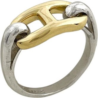 Herm&egrave;s Gold Silver Silver Band Ring (Pre-Owned)