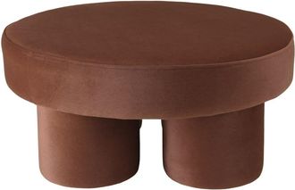 Macabane Puf con dise&ntilde;o n.&ordm; 1 en tejido efecto terciopelo marr&oacute;n