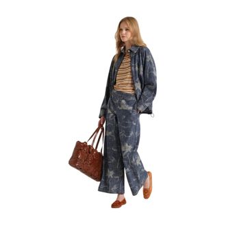 Maliparmi Floral Denim Broek - Dames - Loose Fit Jeans - Blauw - S - Denim - Jeans