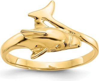 Diamond2Deal 14k Yellow Gold Dolphin Ring