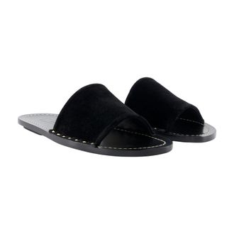 Toteme Womens Studded Suede Sandal Black Calfskin