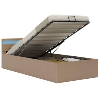 vidaXL Cama Canap&eacute; Hidr&aacute;ulica Led Cuero Sint&eacute;tico Capuchino 90x200 Cm Vidaxl