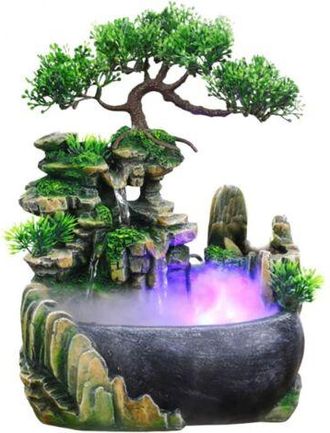 OEM Fuente De Interior Con Iluminaci&oacute;n Led, Fuente De Mesa Con Cascada Y Sistema De Nebulizaci&oacute;n, Fuente De Mesa Con Acuario De Resina Gardin, Fuente De I