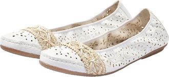 Rieker Ballerina RIEKER, Damen, Gr. 39 (5,5/6), weiss (wei&szlig;), Lederimitat, Schuhe Ballerina, Slipper, Flache Schuhe mit Rundum-Gummizug