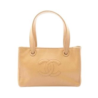 Chanel Pre-owned Vintage Handtas - Dames - Pre-owned - Beige - Maat: ONE Size Leer