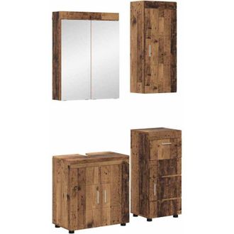 vidaXL Bathroom Furniture Set with Door TULUM Old Wood Engineered Wood vidaXL