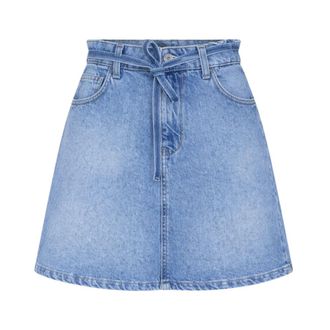 Liu Jo Denim Skirts, female, Blue, Size: W28 No-stretch Denim Mini Skirt with Scarf Belt