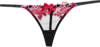 Agent Provocateur Callypso floral-embroidered thong - Black