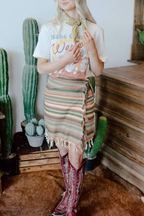 Tasha Polizzi Serape Wrap Skirt In Neutral Brown