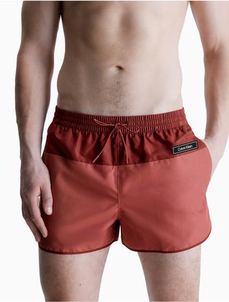 Calvin Klein Mens Core Solids Runner Swim Shorts - Red - XXL