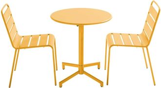 Oviala Conjunto de mesa y 2 sillas de jard&iacute;n en metal amarillo