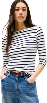 Tommy Hilfiger Womens Long Sleeve Slim Fit New Cody Top with Boat Neck, Multicolor (Breton/ECU/Dark Night Navy), XXL