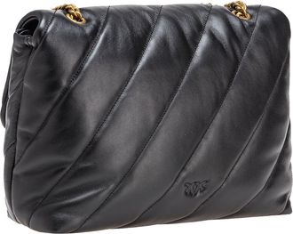 Pinko Womens Shoulder Bag Big Love Puff Black-Antique Gold Black/antique