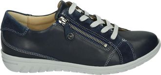 Hartjes Blauwe Leren Sneakers met Uitneembaar Voetbed - Dames - Sneakers - Blauw - 42 1/2 EU - Leer - Schoenen