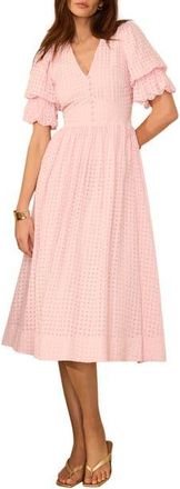 Mint Velvet Checked Midi Dress in Pink at Nordstrom, Size 12