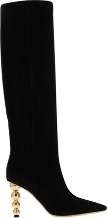 Ferragamo Nerbisbis Hoge Laars - Dames - Laarzen met Hak - Zwart - 37 1/2 EU - Leer - Schoenen