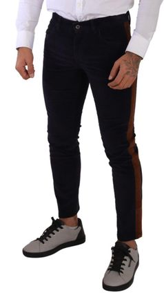 Dolce & Gabbana Mens Blue Cotton Stretch Skinny Corduroy Jeans Elastane Clothing