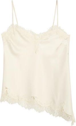Open Edit Lace Trim Satin Camisole in Ivory Dove at Nordstrom, Size Xx-Small