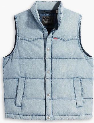 Levi's Mens Western Snap Button Puffer Gilet with Pockets - Blue - Size: 42/Regular