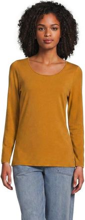 Lands End Long Sleeve Lightweight Jersey Scoop Neck T-Shirt in Vintage Amber at Nordstrom, Size X-Large
