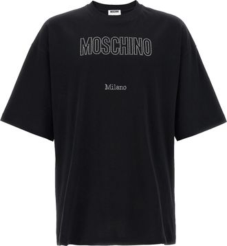 Moschino Mens Rhinestone Logo T-Shirt