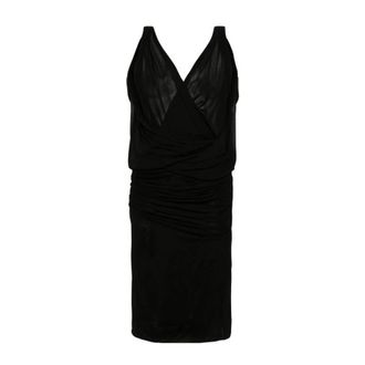 Saint Laurent Womens Draped V-Neck Sleeveless Dress, Brand Size 38
