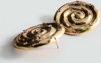 Mango Orecchini spirale cristalli oro - Donna - Taglia unica - MANGO