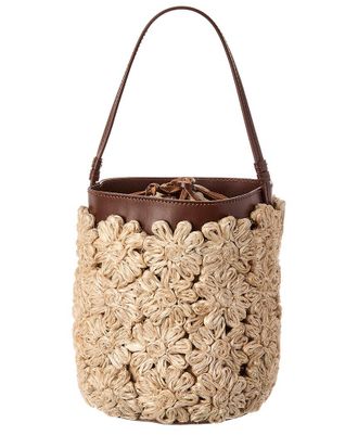 Poolside The Ravello Floral Straw Bucket Bag