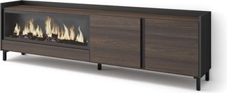Skraut Home Skraut Home - Mueble Tv, Televisi&oacute;n, Muebles De Sal&oacute;n, Almacenaje, 212x35x61cm, Para Tv Hasta 80, Chimenea El&eacute;ctrica Xxl, Dise&ntilde;o Industrial, Estilo Mo