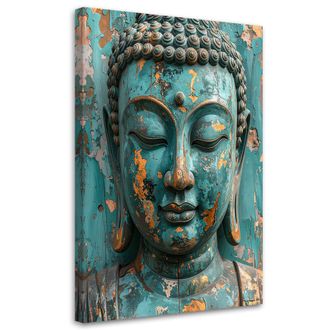 Feeby Cuadro En Lienzo, Buda Turquesa Meditaci&oacute;n Zen Spa, 80x120