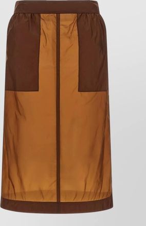 Saint Laurent nylon skirt back slit contrast panels