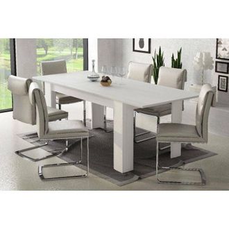 Dmora Mesa de comedor extensible, Consola extensible, Mesa moderna con extensión, 160 / 220x88h80 cm, Color blanco, con embalaje reforzado - Dmora