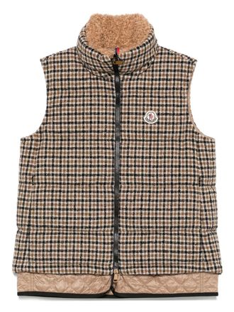 Moncler Touvet check-pattern quilted gilet - women - Polyamide/Wool/Lyocell/Polyamide/Polyester/Goose Down/Goose Feather - 1 - Neutrals