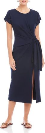 Fifteen Twenty Marissa Side Knot Midi Dress in Navy at Nordstrom, Size Small