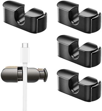 OEM Paquete De 5 Soportes Autoadhesivos Para Cables: Clips Negros Para La Gesti&oacute;n De Cables En Escritorio