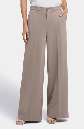 NYDJ Whitney High Waist Wide Leg Ponte Knit Trousers in Saddlewood at Nordstrom, Size 14