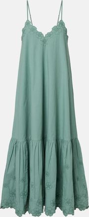 Juliet Dunn Embroidered cotton poplin midi dress