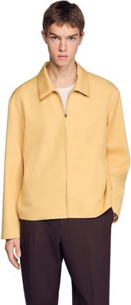 Sandro Zip-up jacket in Light Yellow at Nordstrom, Size Medium