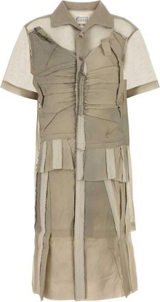 Maison Margiela Mesh Shirt Jurk - Dames - Shirt Kleedjes - Beige - XS - Kleedjes