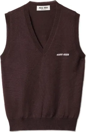 Miu Miu wool vest - women - Virgin Wool - 36 - Brown
