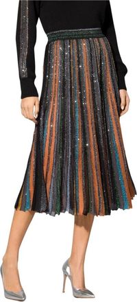 Missoni Glinsterend Landschap Midi Rok - Dames - Midirokken - Zwart - 2XS - Pailletten - Rokken