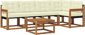 vidaXL Conjunto De Sof&aacute;s De Exterior 6 Uds. Natural Y Crema Vidaxl