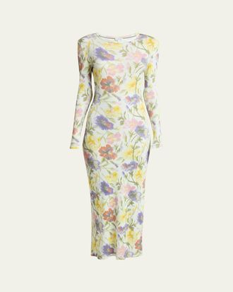 ワンピース LOEWE MORNING GLORY PRINT COTTON AND SILK MULTICOLOR DRESS Silk And Cotton Dress Morning Glory Floral Print | The Webster