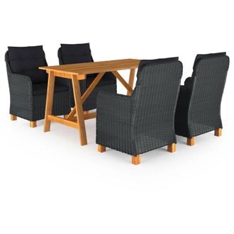 vidaXL Juego De Comedor Para Jard&iacute;n De 5 Piezas Gris Oscuro Vidaxl