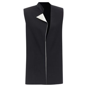 Lanvin wool silk trimmed padded boxy vest