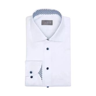 Fakts 9002 Slim Fit Busy Overhemd - Heren - Zakelijke Overhemden - Wit - S - Katoen - Overhemden