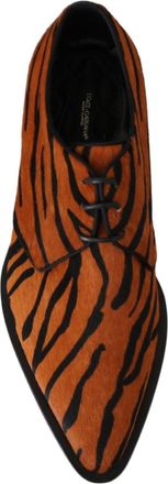 Dolce & Gabbana Womens Orange Pony Hair Formal Dress Broque Shoes